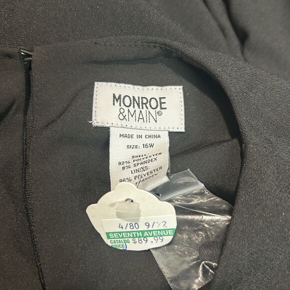 Monroe & Main Shift Desk to Dinner Casual Party Black Crepe Office Funeral Dress - Picture 10 of 12